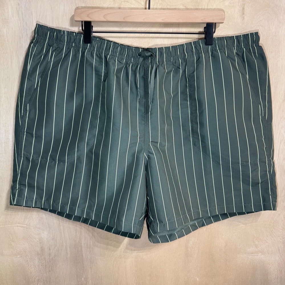 DSG Men's XXL Green‎ Stripe 6 Inch Inseam Relaxed Fit Rec Shorts NWT